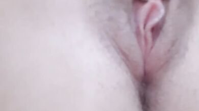 Hot creamy pussy alone making her boyfriend cum watching