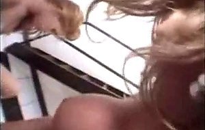 Tranny crowd stretching blonde girl