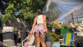 She Swallows Her Own Yellow Piss on Terrace - Strong Smelly Golden Shower Solo