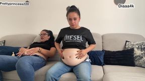2 Sexy Girls Playing with Bellies and Farting in Jeans