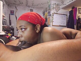 Black Step Sister Stretches her Teen Mouth on my BBC