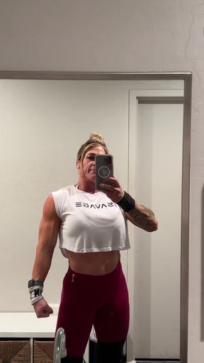 Female bodybuilder in gym