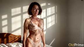 a petite old woman with pale skin and a delicate but experienced pussy [ai]