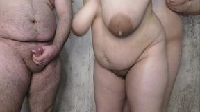 Chubby MILF wife gets double-teamed by two bareback cocks in turns