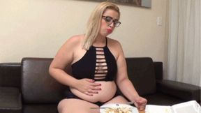 NEVER ENDING BELLY STUFFED - Plump Blonde BBW Agatha Food Stuffing & Belly Rubbing