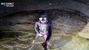 Neoprene Wetsuit &amp; Dive Mask Masturbation by the Sea
