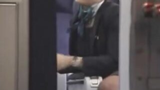 Real stewardess in the cockpit homemade