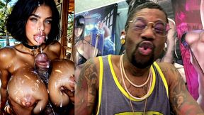 big breast slut with dsl lips gets blasted in the face with cum by a thicc hard bbc between her fat tits, ai generated