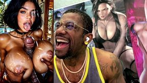 big breast slut with dsl lips gets blasted in the face with cum by a thicc hard bbc between her fat tits, ai generated