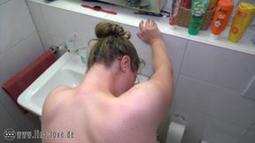 Family Quickie in the Bathroom, Stepbrother Also Wants to Fuck Her and Cum All Over Her Tits.