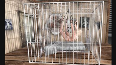 Bondage Cage BDSM in Pantyhose