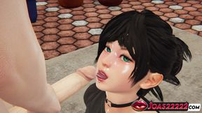 Goth Yuko Wet 3D Animation - Frenulum Licking, Big Tits Titfuck, Deepthroat Cum in Mouth in Uncensored Hentai