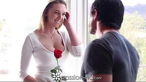 Teen's bouncing tits take a big hard cock