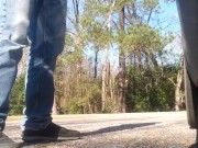 Flashing ginger dick, cigarette break and pissing