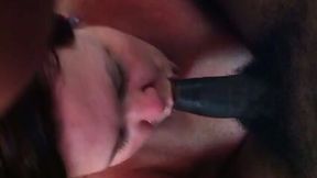 Chubby perverted disgusting white slut works on my black buddy's dick