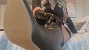 Cop boot and glove worship