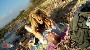 Peeing bitch and public sex