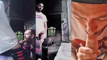 Blowjob plan with a good dose of sperm in an urban exploration in Italy
