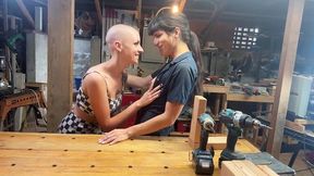 Tattooed Pepper Dagger interrupting work for a deepthroat oral