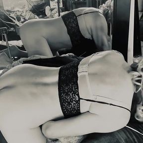 Sissy White Boy Learning to Take Two Big Black Cocks.