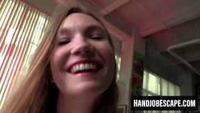 Claire Roos stroking hard until getting warm facial