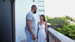 Stripping Stepdaughter Addicted to Huge Cock