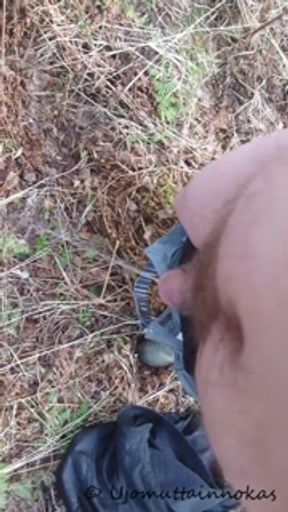 Finnish man pees in the forest and moans