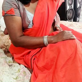 Indian Desi Sexy Wife Dammi with Red saree