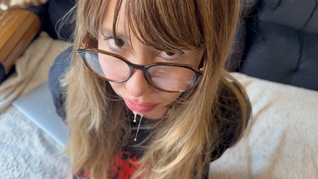 My STEP SIS was masturbating watching hentai and punished her with a facial CUMSHOT