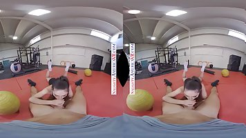 Young brunette babe Gianna Gem gets fucked in the gym