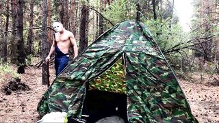 Watch as this heavy-breathing traveler gets pounded hard by a hooded villain in the forest - POV Homo Hazing!