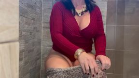 Nasty Horny MILF with Huge Nipples and Big Pussy on the Toilet