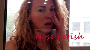 Cleaning window and nose fetish