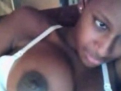 Sexy Ebony Chick Shows Off Her Tits