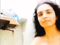 Sexy indian stripping nude taking bath on webcam