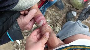 Older fellow drills my foreskin - loving uncircumcised knob - jism on uncircumcised manstick