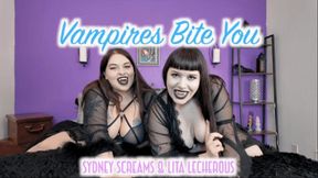 Vampires Bite You - Lita Lecherous and Sydney Screams Bite You with Sharp Vampire Fangs and Drain You - Vampires, Biting, Fangs, Gothic, FemDom POV - 720 WMV