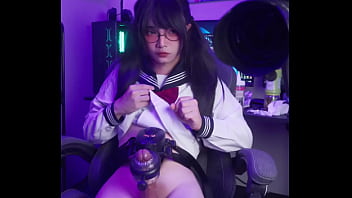 Cute Big-Dick Femboy Aroma Uses Wearable Fleshlight &amp_ Dildo to Cum