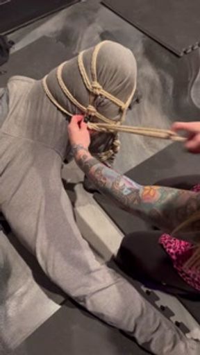 FemDom Mistress ties up her first ever sub as she learns the art of Shibari