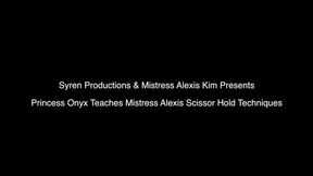 Princess Onyx Teaches Mistress Alexis Scissor holds (4k)