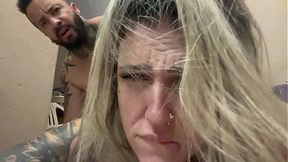 In the alley of an alley making that delicious love with her pussy all wet and his cock throbbing inside her without a condom ready for us to cum together!