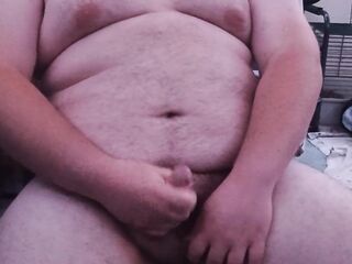 Obese chap masturbating