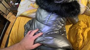 Leather Fetish Overload - 4 Cumshots on My Pants & Puffy Downjacket