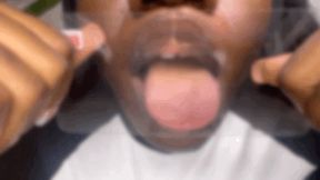 Dirty mouth big lips and tongue squishing and licking