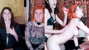 Ersties - Desiree guides Zora with Strap-On Dildo in Doggy Style