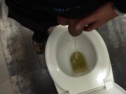 Fat cock with fat balls pissing at the shopping mall