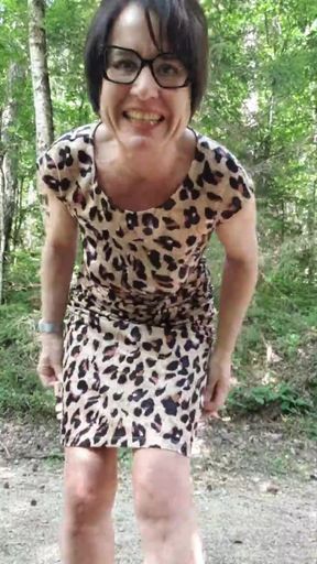 Julie strips naked outside and squirts