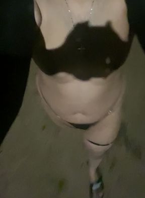 Sissy amateur girl exposed to strangers in public with big ass