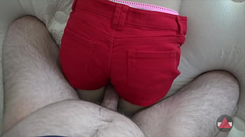 Red Shorts Thigh Fucking Cumshot