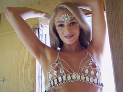 Petite belly dancer blondie stripping